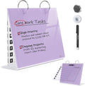 Desktop Glass Dry Erase & Acrylic Aesthetic Desk Calendar Weekly To-do List Combo, Small Magnetic Standing Whiteboard, Desk Flip Easel Calendar with Accessories for Home Office Supply, Purple, 9 x 7''