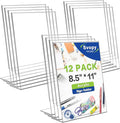 SVOPY Acrylic Sign Stand Holder - 8.5x11 Inches Plastic Acrylic Literature Holders, 12 Pack Sign Holders Suit for Flyer, Magazine, Pamphlet, Booklet Display