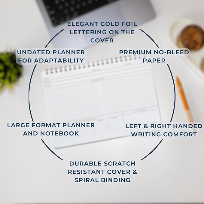 Merely Home | Meeting Notebook for Work | 8.25" x 11.75" | Project Planner | Simple Design | Multiple Layouts | Office and Business Planner (Evergreen, Meeting Planner - Landscape)