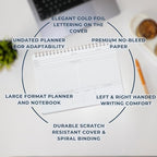 Merely Home | Meeting Notebook for Work | 8.25" x 11.75" | Project Planner | Simple Design | Multiple Layouts | Office and Business Planner (Evergreen, Meeting Planner - Landscape)