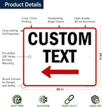 Custom Arrow,Custom Directional Sign, Left Arrow,24x30 Inches, Rust Free .063 Aluminum, Fade Resistant, Made in USA by My Sign Center