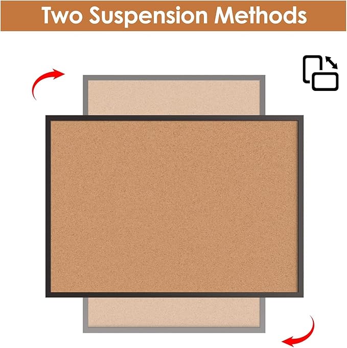 Board2by 2-Pack Cork Board Bulletin Board 24 x 36, Black Wood Framed 2x3 Corkboard, Office Board for Wall Cork, Large Wall Mounted Notice Pin Board with 32 Push Pins for School, Home & Office