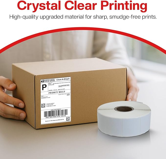 1 1/4” × 1”Direct Thermal Printer Labels, 10 Rolls, 13,800 Matte White Thermal Barcode Labels with Strong Adhesive, Compatible with Zebra & Eltron Printers (No Ink or Toner Needed)