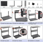Bfttlity PC Stand Computer Tower Stand 2-Tier Metal CPU Holder with Locking Caster Wheels Suitable for Most PC (S,Black)
