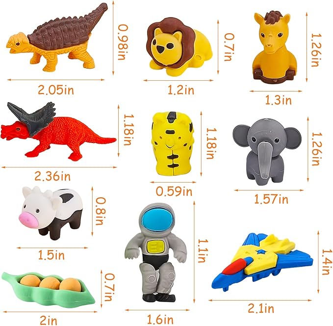 URSKYTOUS 150Pcs Animal Erasers Kids Desk Pets Pencil Erasers 3D Puzzle Bulk Mini Animal Food Eraser Toys Fun Cute Eraser for Classroom Rewards, Game Prizes, Treasure Box, Easter Egg Fillers