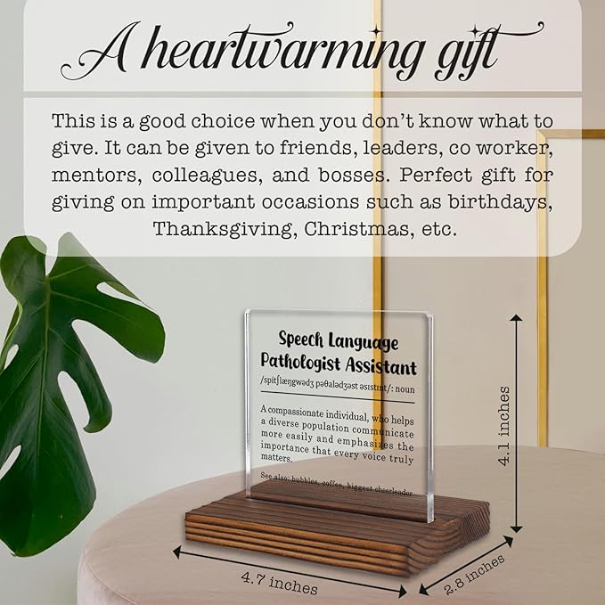 Speech Language Pathologist Assistant Gift Desk Sign, Appreciation Decor Plaque for SLPAs, Office Thank You Present for Communication Support Professionals PA060