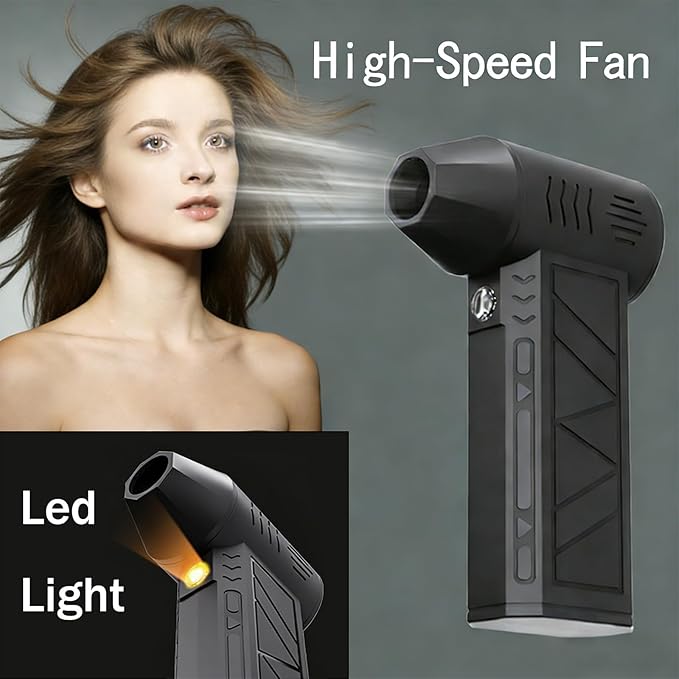 130,000RPM Cordless Air Duster with LED Light, 3-Speed Electric Air Blower & Handheld Flashlight, Rechargeable Dust Blower for PC, Keyboard, Car, Home Dark Area Cleaning