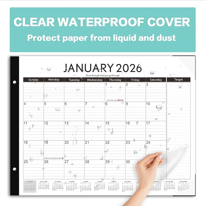 DIBAOLU Large Desk Calendar 2026-2027 22x17 Inches,18 Month,January 2026 to June 2027,Suitable For Home, School Or Office, Monthly Planning Calendar,With Plastic Cover