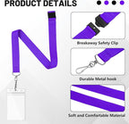 12-Pack Purple Breakaway Lanyards with Waterproof Badge Holders, Polyester Neck Straps for ID Cards, Events, Office, and Schools