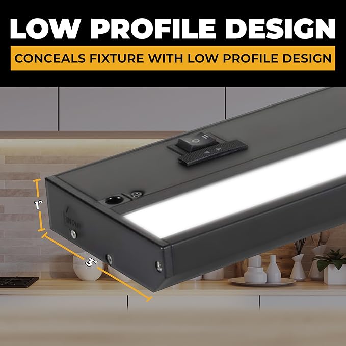 LED Under Cabinet Lighting Hardwired - 3CCT 40 Inch Black Finish - Undercabinet Lights for Kitchen - Linkable Undercounter Dimmable Plug in Light or Hard Wired - Under Counter Fixture Direct Wire