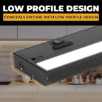 LED Under Cabinet Lighting Hardwired - 3CCT 32 Inch Black Finish - Undercabinet Lights for Kitchen - Linkable Undercounter Dimmable Plug in Light or Hard Wired - Under Counter Fixture Direct Wire