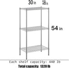 Regal Altair 18" Deep x 30" Wide x 54" Height Wire Shelving Kit | 3-Tier | NSF Commercial Storage Rack Unit