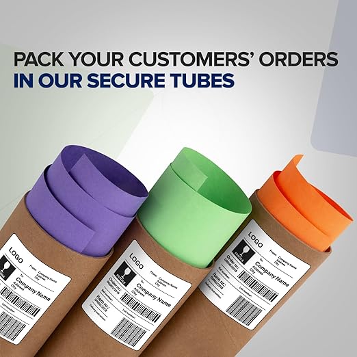3" x 6" Reinforced Kraft Paper Mailing Tubes, Pack of 4 Tubes with 2 Caps Each – USPS Approved Poster Tube – Made in USA Cardboard Tube for Shipping and Storing Posters, Prints, Artwork, or Documents
