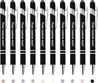 CRME Personalized Pens with Stylus Custom Pens in Bulk Customized Pen Engraved with Name Business Logo Multi Colors Ideal for Birthday School Party Metal Material Office Supplies for Women Black