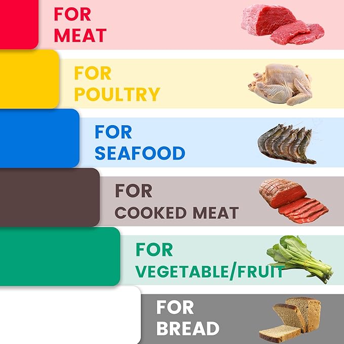CLIVIA Commercial Grade Cutting Board for Kitchens,Plastic Chopping Board, 20 x 15 x 1/2 Inch, Multi-Color 6 of Pack Set,NSF Certified,for Vegetable Meat or Cheese