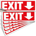 iSYFIX Exit Signs Stickers 6 Pack 12x4 Inch - Laminated Premium Vinyl Directional Down Arrow Signs for Buildings, Office, Workplace, Stores, Schools, Theaters, Parking, Restaurants, Factories