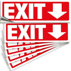 iSYFIX Exit Signs Stickers 6 Pack 12x4 Inch - Laminated Premium Vinyl Directional Down Arrow Signs for Buildings, Office, Workplace, Stores, Schools, Theaters, Parking, Restaurants, Factories