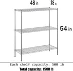 Regal Altair 18" Deep x 48" Wide x 54" Height Wire Shelving Kit | 3-Tier | NSF Commercial Storage Rack Unit