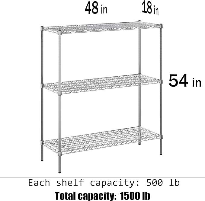 Regal Altair 18" Deep x 48" Wide x 54" Height Wire Shelving Kit | 3-Tier | NSF Commercial Storage Rack Unit