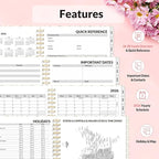 SUNEE 2026 Planner, Weekly and Monthly Calendar Planner, January 2026-December 2026, Daily Agenda with Tabs, Note Pages, Spiral Binding, 6.4"x8.3", Colorful Flowers