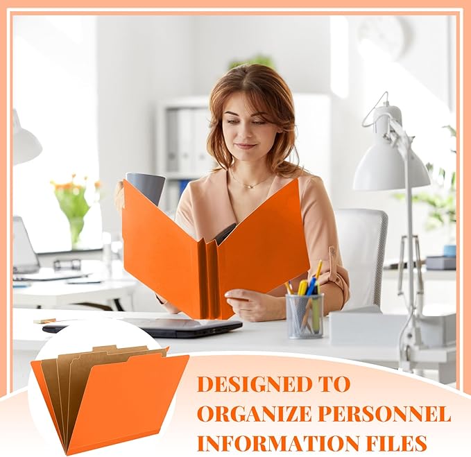 Skyygemm 36 Pcs Classification Folders Letter Size, 3 Divider Pressboard File Folder with Fasteners, Expanding File Organizer Bulk for School Teachers, Office Employee, Coworker, Staff (Orange)