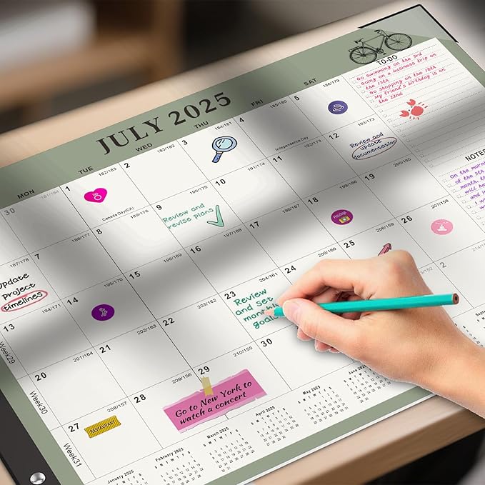 Gannyfer Desk Calendar 2026, Large 2026 Desk Calendar 22" x 17", Now - Dec 2026, 18 Monthly Academic Desktop Calendar with To-Do List and Notes, Plastic Cover, Thick Paper, 2026 Calendar for Planning and Organizing(6 Stickers)