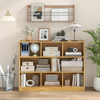 Tangkula 8-Cube Bookcase, Wood 3 Tier Open Storage Bookshelf, Modern Multipurpose Display Cabinet for Living Room, Study, Reading Nook, 48 x 12.5 x 36.5 Inch, Burlywood
