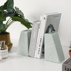 Faticdorr Luxury Marble Bookends for Shelves, 11LB Heavy Duty Marble Book Ends for Heavy Books, Stone Bookends Decorative, Polished, Light Green Triangular, Set of 2