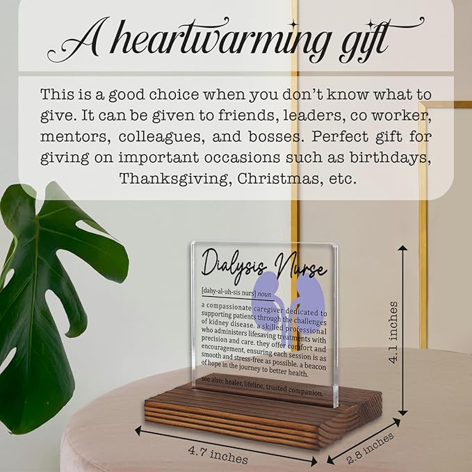 Dialysis Nurse Gifts, Thank You Appreciation Gifts for Dialysis Nurse Week Graduation Birthday Christmas Office Desk Decor Decorative Signs Plaque PA001