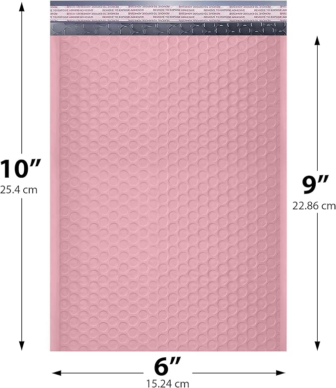Light Pink Small Poly Bubble Mailers 6x10 inch #0 | Self Seal Padded Envelopes | Cushioned Bubble Mailer | Usable Size 6x9 | WaterProof | Lightweight mailing Shipping Bags | 250 Pack Bulk