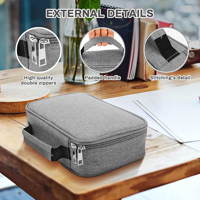 Number-one Large Capacity Pencil Case, 72 Slots Colored Pencil Pouch Bag Portable Pencil Holder Stationery Organizer with Compartments for Office and Travel, Grey