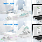 Vazioyar Thermal Label Holder for Rolls and Fan-Fold Labels, Sticker Roll Holder Work with Desktop Label Printer, Label Stand Shipping Supplies for Home Office(White)