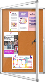 Outdoor Enclosed Bulletin Board, Weatherproof Cork Noticeboard with Clear Acrylic Locking Door, Wall-Mounted Silver Aluminum Framed Display Case,36x24in (5xA4)