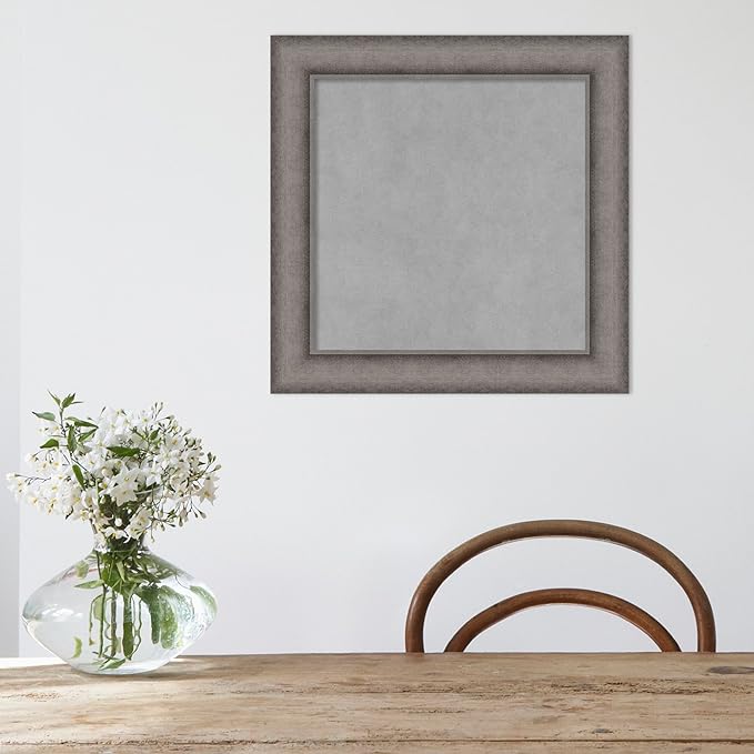 Amanti Art Grey Framed Magnetic Board 20x20 Small Vision Board for use with Magnets, 100% Metal Sheet to Display Items as Office Decor or for Home Organization in mudroom, Kitchen or Kids Room