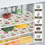 Cherry Shelf Liner for Kitchen Cabinets - Non-Adhesive Drawer Liner, Washable Non-Slip Fridge Liners for Shelves, Refrigerator Mats, Waterproof Kitchen Drawer Organizer