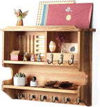 Mutsault Key Holder for Wall, Mail Organizer Wall Mounted, Brown