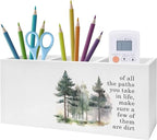 Exqcom Watercolor Forest Inspirational Pen Pencil Holder, Motivational Desk Decor, of All the Paths You Take in Life Pencil Pen Holder Organizer for Home Office Desk Accessories
