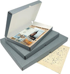 Lineco Folio Storage Box, Clamshell Design with Metal Edge. 11.5x17.5x1.75 Inches, Archival Boxboard, Preserve Photos, Cards, Magazines, Documents, Art, Ephemera, Family Records, Gray, Pack of 1