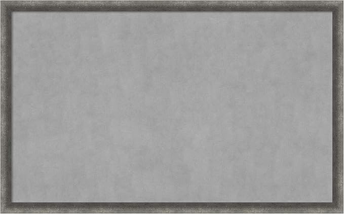 Amanti Art Grey Framed Magnetic Board 26x42 Large Vision Board for use with Magnets, 100% Metal Sheet to Display Items as Office Decor or for Home Organization in mudroom, Kitchen or Kids Room