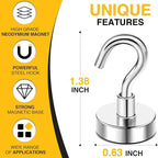 DIYMAG Magnetic Hooks for Hanging Cubicle Accessories, 30lbs 2026 Cruise Cabin Ship Essentials N52 Magnetic Hook Heavy Duty Strong Magnets Fridge for Classroom Beach Kitchen Grills 28 Pack Silver