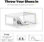 SEE SPRING X-Large Shoe Storage Box Fit Size 11, Clear Plastic Stackable Shoe Organizer for Closet, Space Saving Foldable Shoe Rack Sneaker Container Bin Holder, 12 Pack Clear