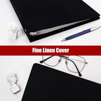 Vienrose 3 Ring Binder 1 Inch Round Rings with Linen Fabric Cover, Fits 8.5 x 11 Inch Paper, Durable Organizer for School, Office, Home, Recipes (2 Pack,Black)
