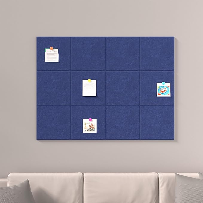Baysola Large Cork Boards for Walls – 48" x 36" Self Adhesive Felt Wall Tiles, Ideal for Office Wall Organizing Bulletin Board, Easy to Install Cork Boards Felt Board