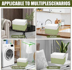 Bagnizer Large 22 Quart Linen Fabric Foldable Storage Bin Cube Organizer Basket with Flip-Top Lid & Handles, Clothes Blanket Box for Home, Office, Closet, Green & White, 4 Pack 14.6 x 9.5 x 9.5