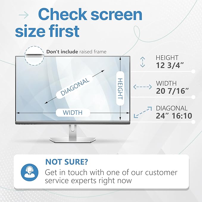 VINTEZ 24 Inch 16:10 Privacy Screen for Computer Monitor and Laptop - Anti Glare Protector Film Blue Light Filter Eye Protection - Computer Screen Privacy Shield, [1 Pack]
