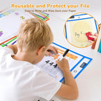 GAMENOTE 55 Pack Dry Erase Pockets with 5 Rings, 11 Assorted Colors 10x14 Oversized Reusable Plastic Sleeves, Clear Sheet Protectors, Teacher Supplies for Classroom Organization