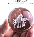 Crystal 3D Constellation Ball Crystal Paperweight Full Sphere Glass Fengshui with Sliver-Plated Flowering Stand(Leo)
