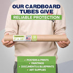 Paclord 2" x 18" Reinforced Kraft Paper Mailing Tube, Pack of 6 Tubes with 12 Caps – Secure USPS Approved Poster Tube – Cardboard Tube for Shipping and Storing Posters, Prints, Artwork, or Documents