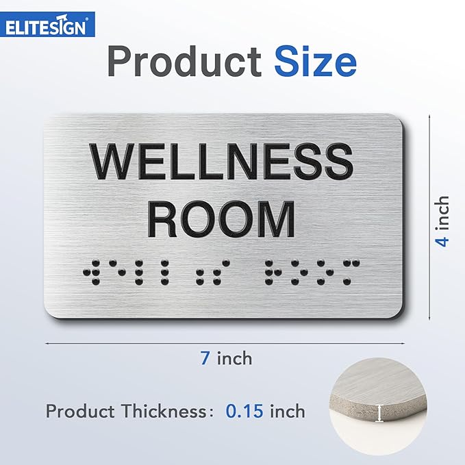 Office Signs with Raised Text & Grade 2 Braille, Brushed Aluminum/Silver Finish Easy Install with Double-Sided Tape, ADA Compliant Office Door Sign