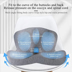 Mosxoed Ergonomic Seat Cushion with Adjustable Strap, Memory Foam Office Chair Seat Cushion with L-Shaped Design, Car Seat Cushion Fits for Truck Driver Semi Truck, Gaming Chair, Desk, Light Gray